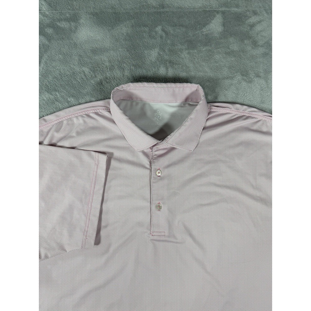 Turtleson Shirt Mens XL Pink Grey Geometric Tour Performance Polo‎ Logo